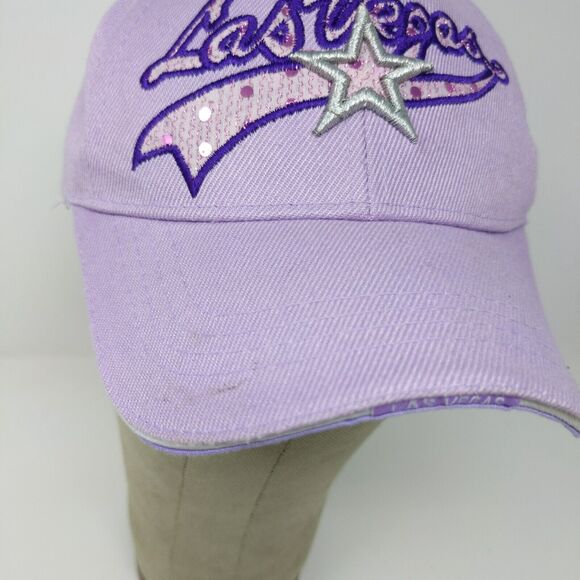 Purple LAS VEGAS baseball cap hat with Silver Star Embroidered Adjustable - Picture 5 of 12
